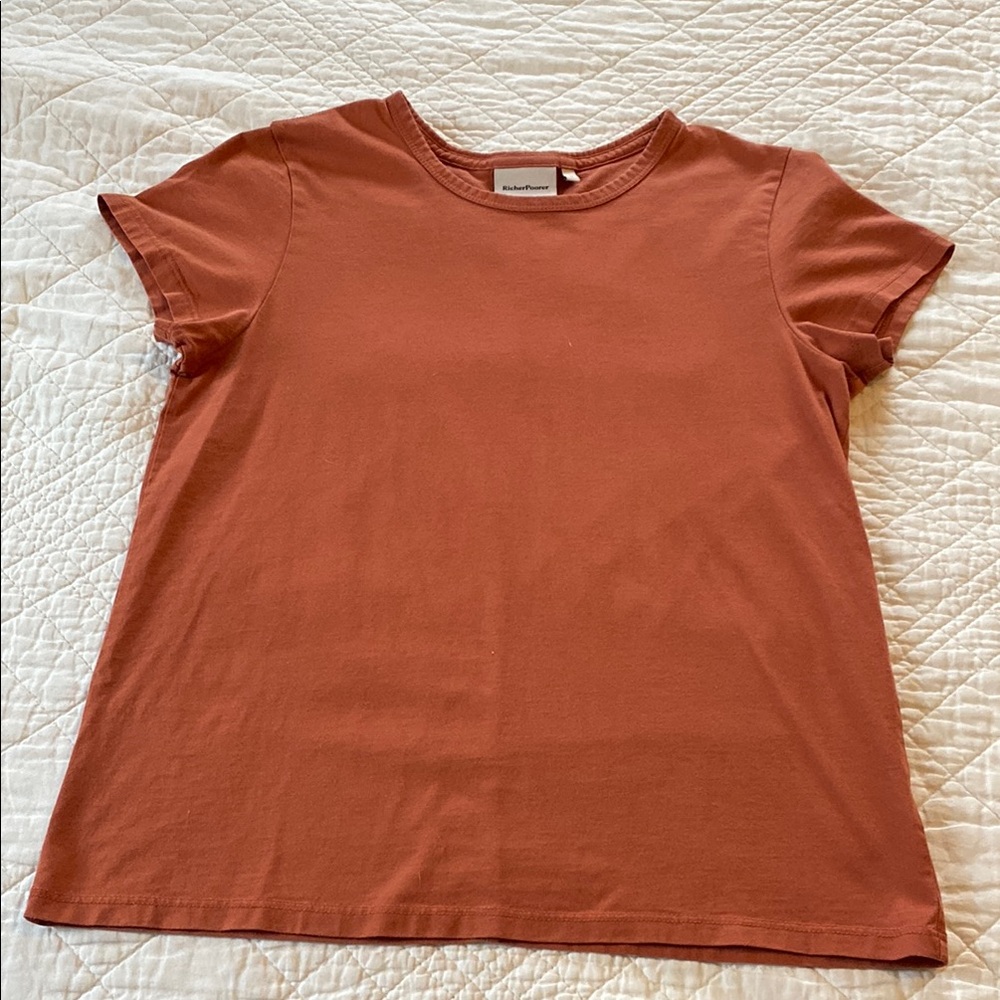 RicherPoorer Womens Tee, Terra Cotta, M